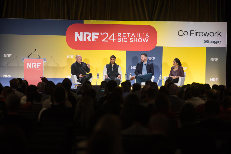 From left: Brendan Witcher, Samir Desai, Scott Devlin and Sneha Narahalli discuss generative AI’s impact on operations. Photo by Jason Dixson Photography.