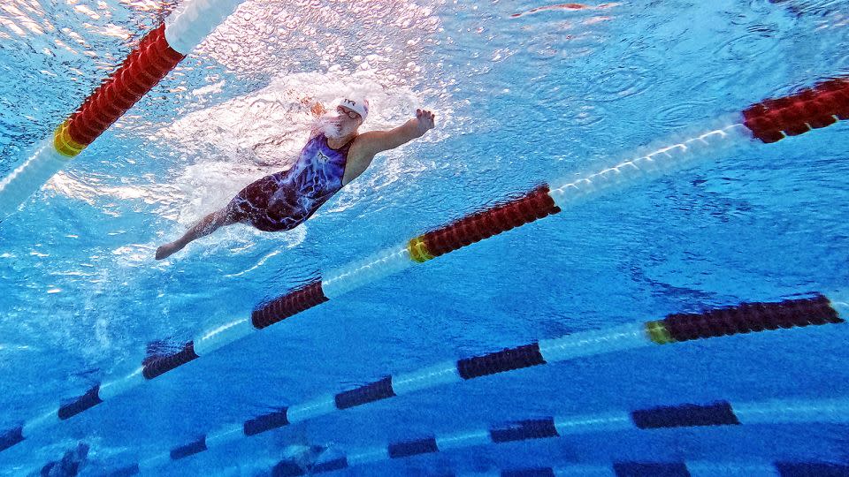 Katie Ledecky competes in the Women's 800m freestyle final at the TYR Pro Swim Series San Antonio on April 13 in San Antonio, Texas. - Sarah Stier/Getty Images