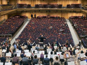 Music director Jaap van Zweden conducts the New York Philharmonic’s first rehearsal of the 2022-23 season at David Geffen Hall at Lincoln Center for the Performing Arts, on Sept. 19, 2022. Geffen Hall opens Oct. 8 following a $550 million renovation with the orchestra’s first concert there since March 10, 2020, the final performance before the pandemic shutdown. (AP Photo/Ronald Blum)