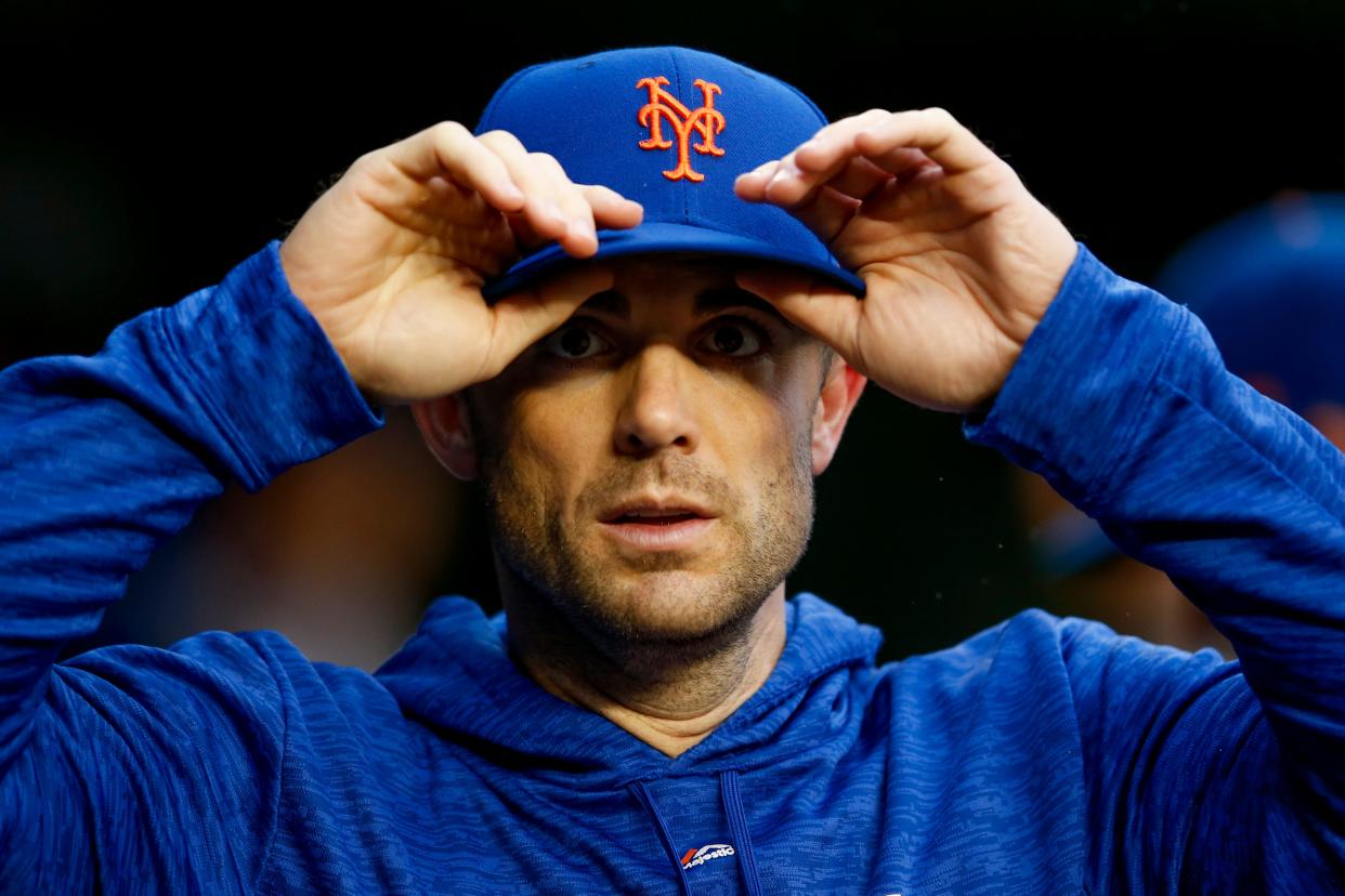 Mets' David Wright walks through the dugout during a baseball game against the Washington Nationals at Nationals Park, Sunday, Sept. 23, 2018, in Washington. Wright has not played for the Mets since May 2016 because of neck, back and shoulder injuries.