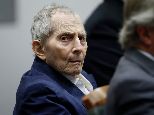 <p>Etienne Laurent -Pool/Getty</p> Robert Durst appears in court for during opening statements in his murder trial on March 4, 2020 in Los Angeles, California.