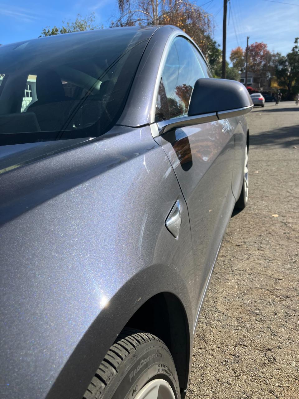 Close-up of a Tesla Model 3