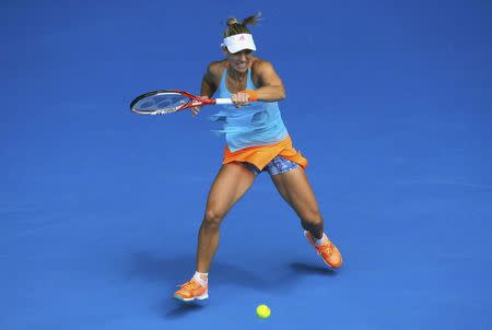 Tennis - Australian Open - Melbourne Park, Melbourne, Australia - 20/1/17 Germany's Angelique Kerber hits a shot during her Women's singles third round match against Czech Republic's Kristyna Pliskova. REUTERS/Jason Reed