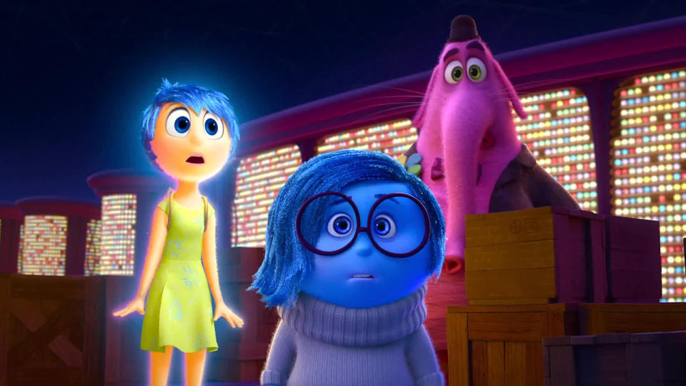 Joy, Sadness and Bing Bong inside a child's mind in Inside Out