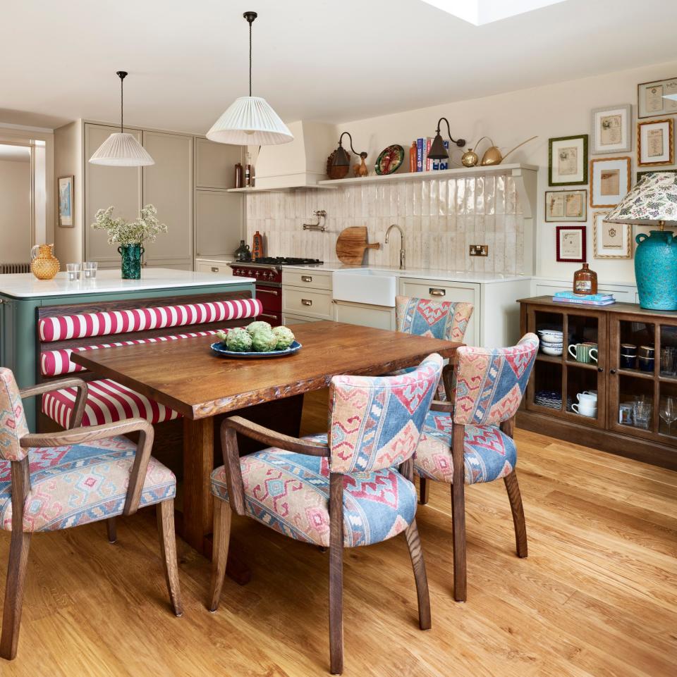 The vintage display cabinet adds personality to the kitchen, as well as providing useful storage