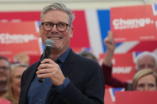 Labour Party leader Sir Keir Starmer making a speech during a visit to Redditch, Worcestershire, while on the General Election campaign trail.