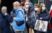 People wearing face masks are pictured at Schloss Strasse shopping street as the coronavirus disease (COVID-19) outbreak continues in Berlin