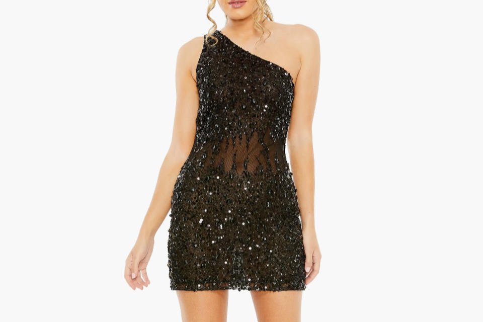 Mac Duggal Sequin One-Shoulder Minidress