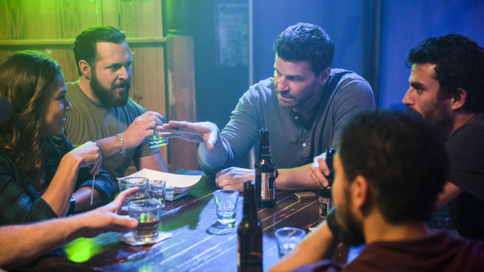 Toni Trucks as Davis, AJ Buckley as Sonny, and David Boreanaz as Jason Hayes in ‘SEAL Team’ (Photo: Patti Perret/CBS)