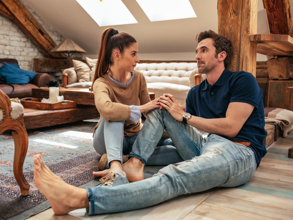 couple talking serious conversation