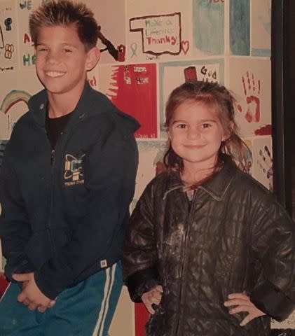 <p>Makena Moore Instagram</p> Taylor Lautner with his sister, Makena Moore, when they were children