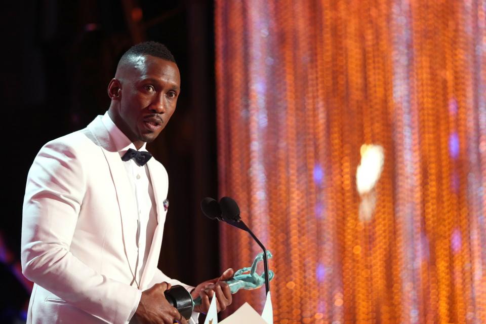 <p>One of the most moving acceptance speeches of the night came from Mahershala Ali, who won an award for his performance in ‘Moonlight’. He gave a very personal speech emphasise the important of acceptance regardless of people’s background. [Photo: Getty] </p>