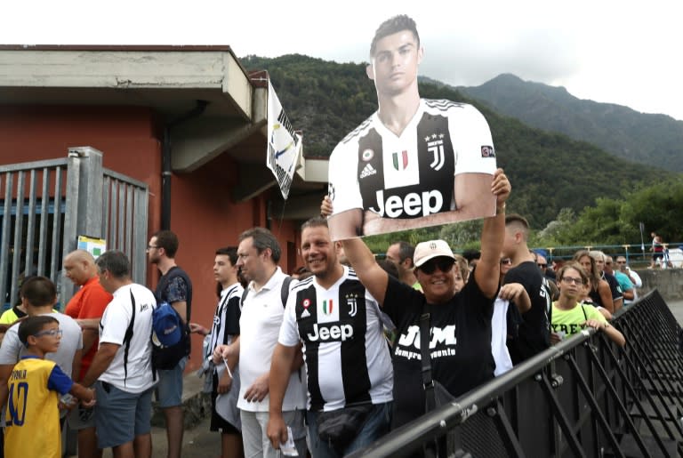 Juventus fans waited to get their first glimpse of Cristiano Ronaldo in the flesh at Villar Perosa, on August 12, 2018