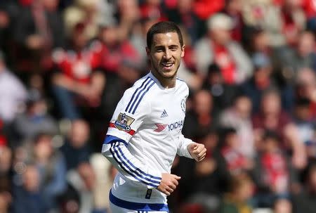 Football Soccer - AFC Bournemouth v Chelsea - Barclays Premier League - Vitality Stadium - 23/4/16 Chelsea's Eden Hazard celebrates scoring their second goal Action Images via Reuters / Paul Childs Livepic