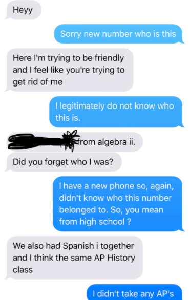 <p>Sharing her texts to Imgur, the exchange sees the girl surprised to hear from an old classmate.</p>