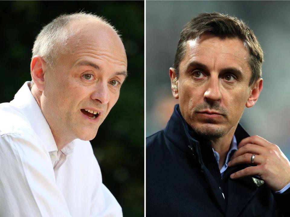 Dominic Cummings and Gary Neville: Getty Images