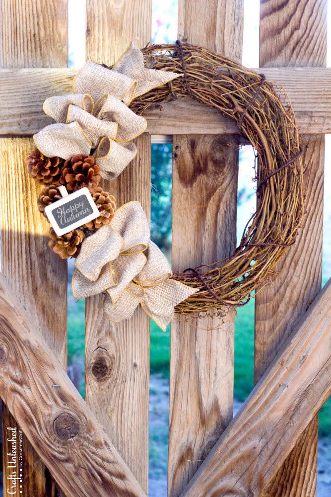 Burlap and Pinecones Wreath