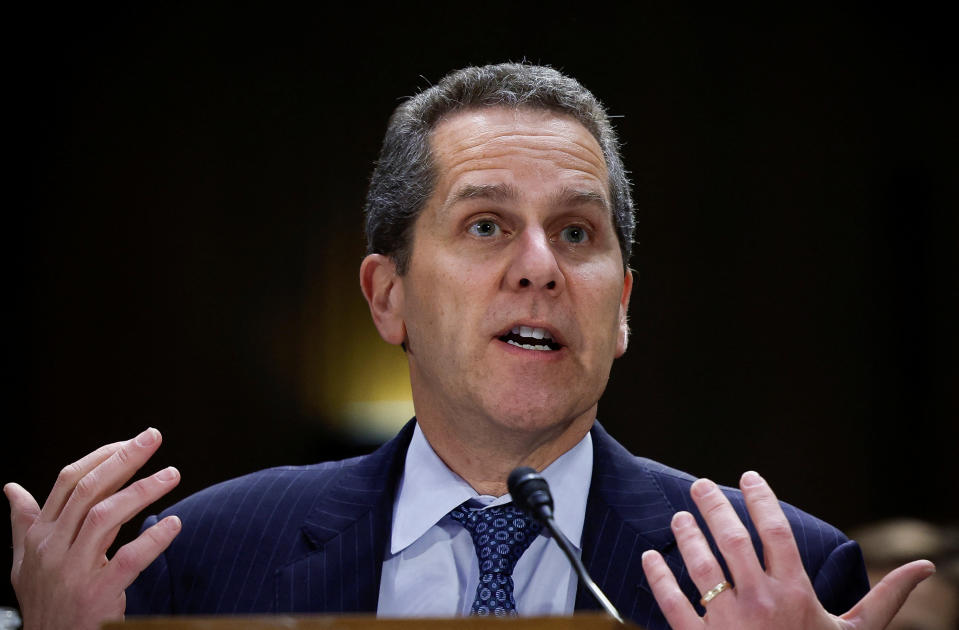 Federal Reserve Vice Chairman of Supervision Michael S.  Barr testifies at a hearing of the Senate Urban Affairs, Banking, and Housing Committee 