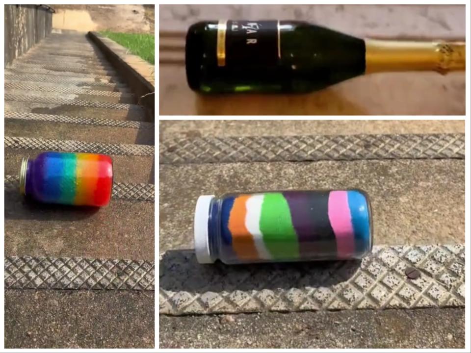 The bottle smashing trend has gone viral on TikTok, but reactions to it have been mixed. Photos taken from TikTok.