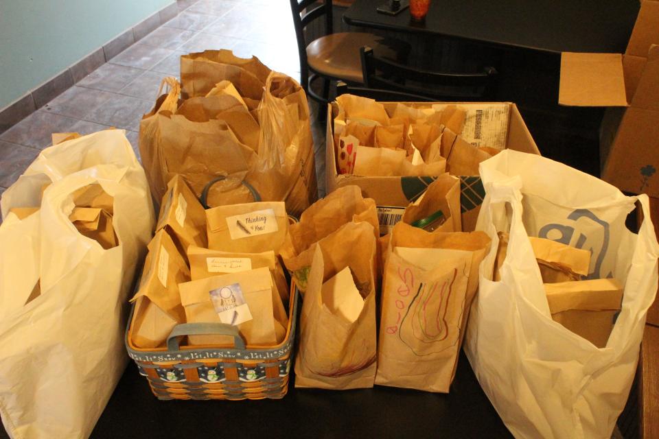 A collection of brown bag lunches from across Brighton can be seen at Two Brothers Coffee Brew & Eatery on Friday, March 4. The idea to pack lunches to be given to the homeless and shut-ins at Bountiful Harvest, was created by local Diane Soulliere.