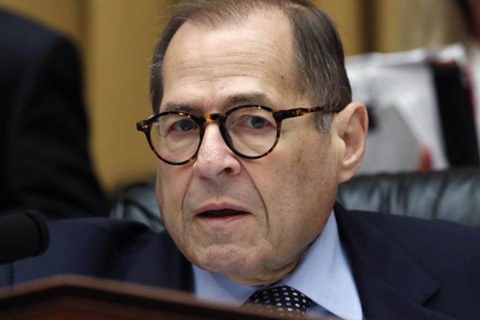 House Judiciary Committee chairman Rep. Jerrold Nadler of N.Y., gives an opening statement as Corey Lewandowski, former campaign manager for President Donald Trump, testifies to the House Judiciary Committee Tuesday, Sept. 17, 2019, on Capitol Hill in Washington. (AP Photo/Jacquelyn Martin)