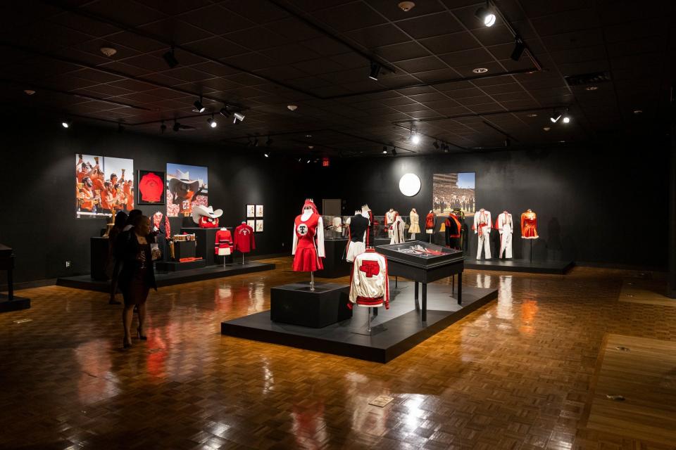 The Spirit Exhibit in the Diamond M Gallery in the Museum of Texas Tech. The display is part of the Texas Tech Centennial Exhibits the museum has for the centennial celebrations for the institution.