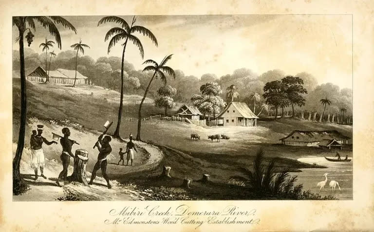 Plantación de Charles Edmonstone, Mibiri Creek, río Demerara en Guyana