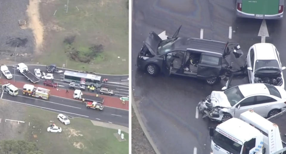 The scene of the crash (left) and a close up of the can (right)