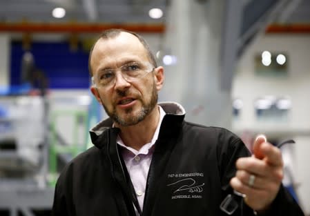 Jason Clark during a media tour of the Boeing 777X at the Boeing production facility in Everett