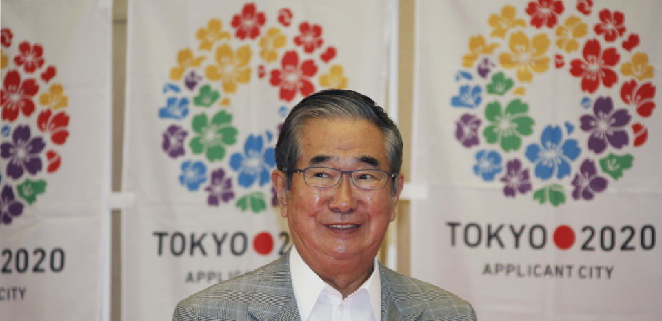 Tokyo Gov. Shintaro Ishihara, chairman of Tokyo 2020 Council, smiles during a press conference in Tokyo Thursday, May 24, 2012, after learning the Japanese capital was selected among the three finalists in the announcement of 2020 Olympic and Paralympic Games candidate cities in Quebec City, Canada. The race for the 2020 Olympics will come down to a contest between Madrid, Tokyo and Istanbul with a 17-month campaign that will end with the IOC vote on Sept. 7, 2013, in Buenos Aires. (AP Photo/Koji Sasahara)