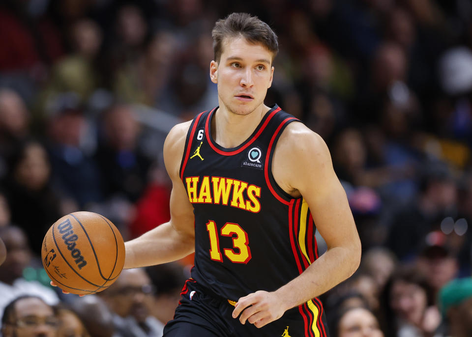 Bogdan Bogdanovic is in his third season with the Hawks. (Photo by Todd Kirkland/Getty Images)