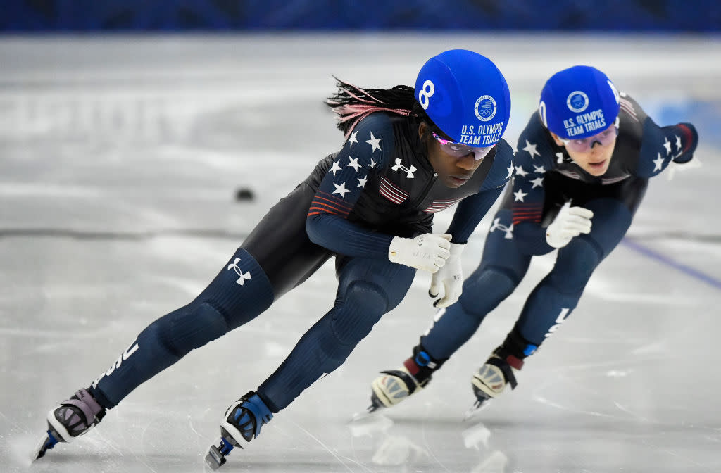 Maame Biney competes at US Short Track Speed Skating Olympic Trials (Alex Goodlett / Getty Images)