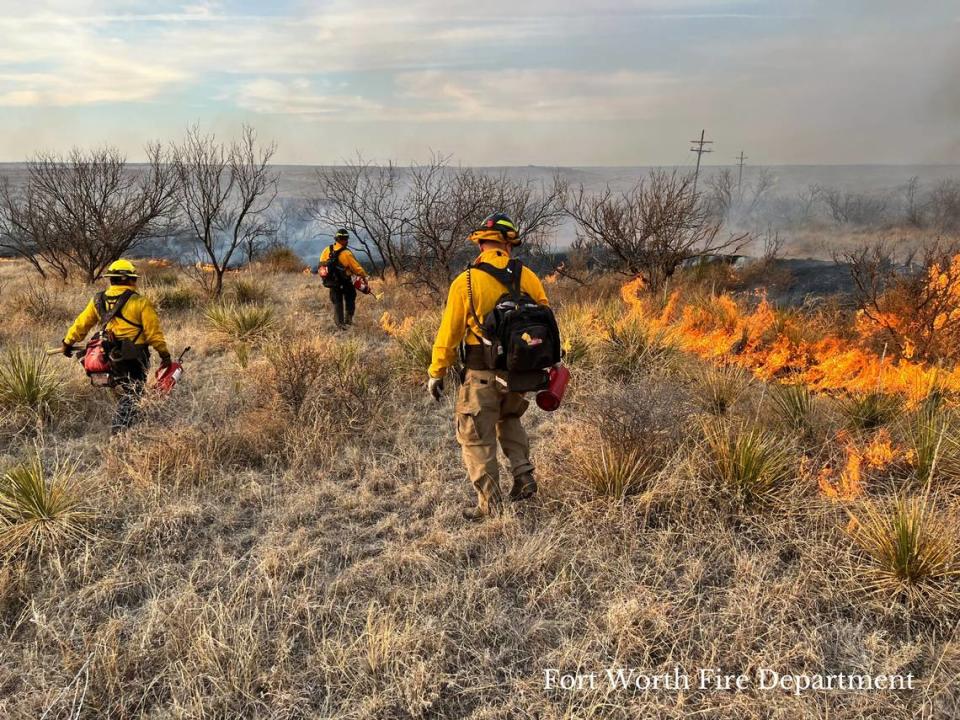 Fort Worth firefighters joined firefighters from across North Texas to contain wildfires in the Panhandle, including the Smokehouse Creek Fire and the Windy Deuce Fire.