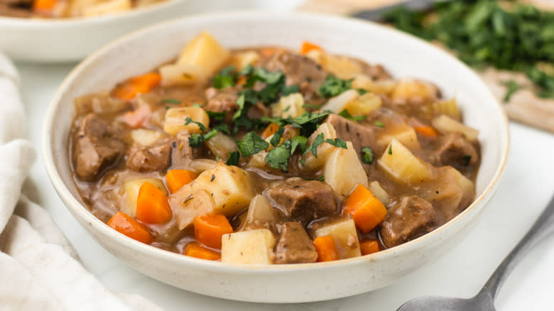 Beef stew in a bowl