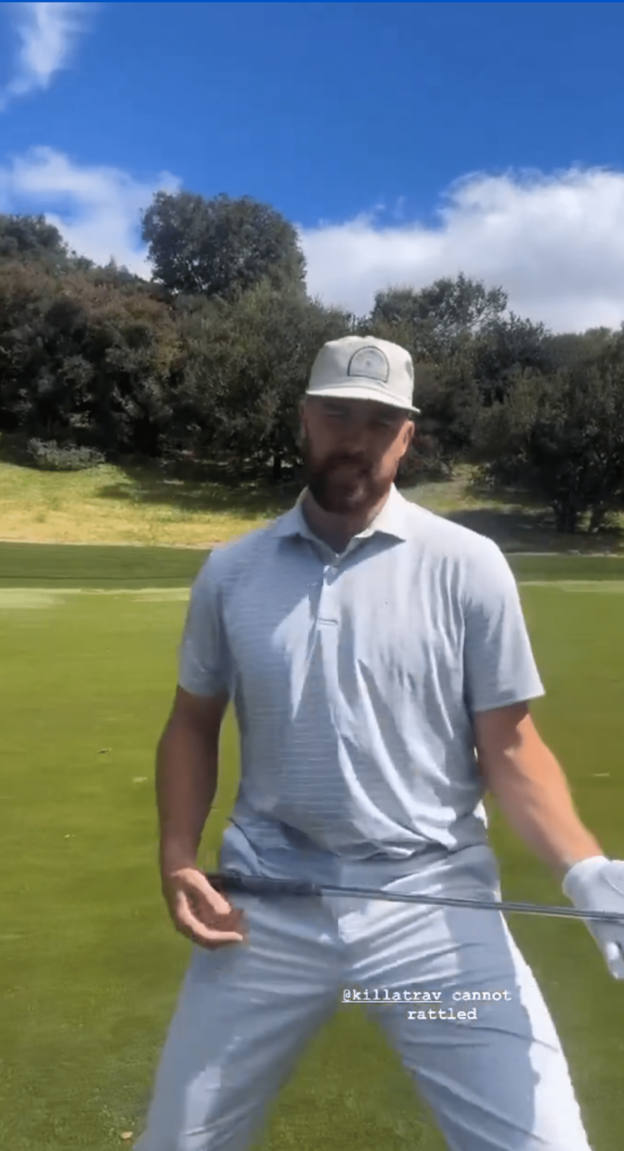 Travis Kelce on the golf course. (Chandler Parsons/Instagram)