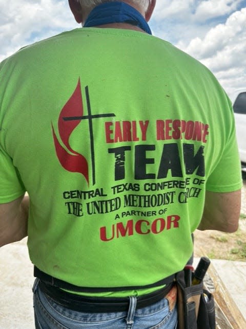 Two Amarillo churches recently united to help with cleanup efforts in Hereford after more than 6 inches of rain flooded the San Jose neighborhood in late May. The volunteers, clad in fluorescent green t-shirts, were working as part of UMCOR (United Methodist Committee on Relief).