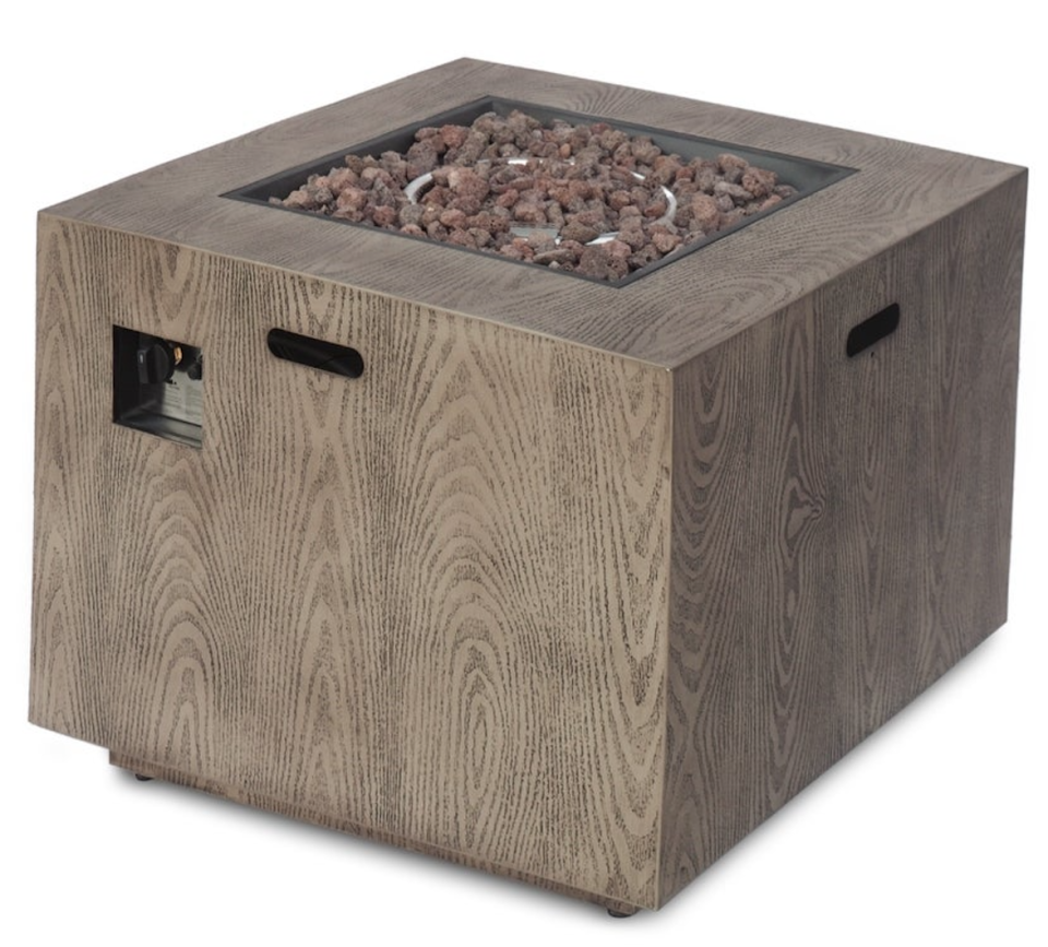 Wellington Outdoor 33" Square Firepit with Lava Rocks (Photo: Overstock)