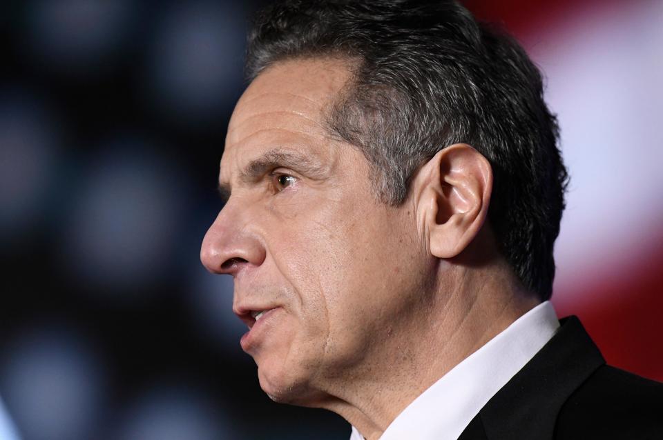 New York Gov. Andrew Cuomo delivers his State of the State address virtually from The War Room at the state Capitol, Monday, Jan. 11, 2021, in Albany, N.Y.