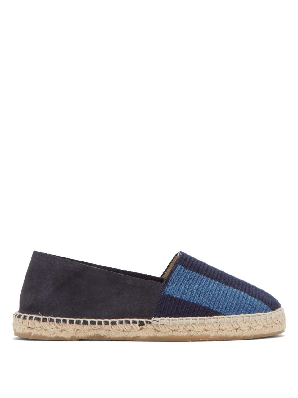 Striped Canvas and Suede Espadrilles