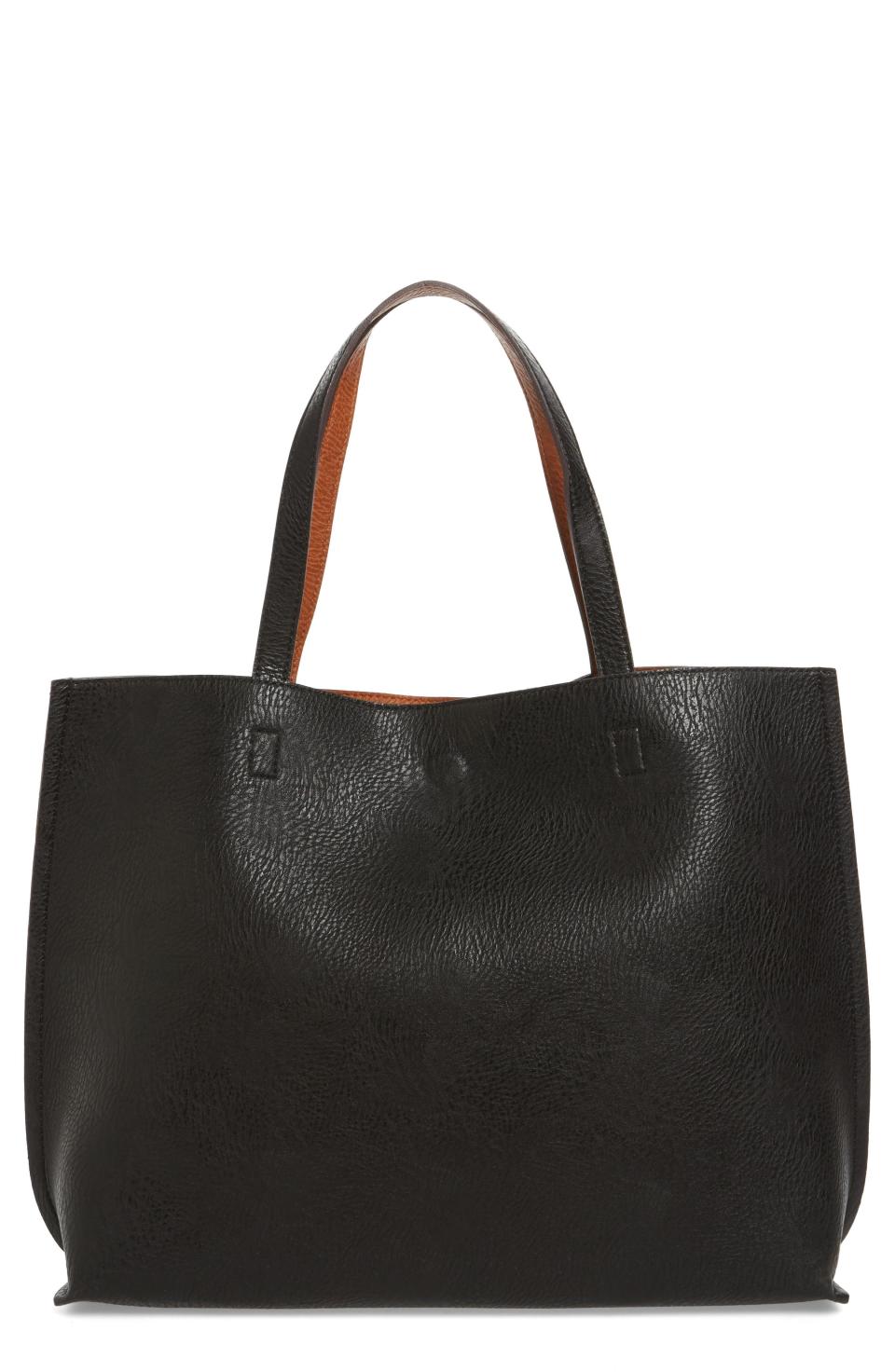 5) Reversible Faux Leather Tote & Wristlet