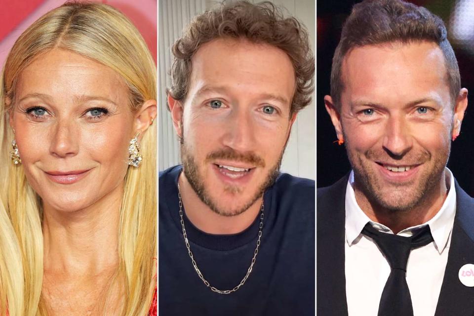 <p>Dominic Lipinski/Getty; Mike Rundle; Kevin Winter/Getty</p> Gwyneth Paltrow (Left), Photoshopped Mark Zuckerberg (Center), Chris Martin (R)