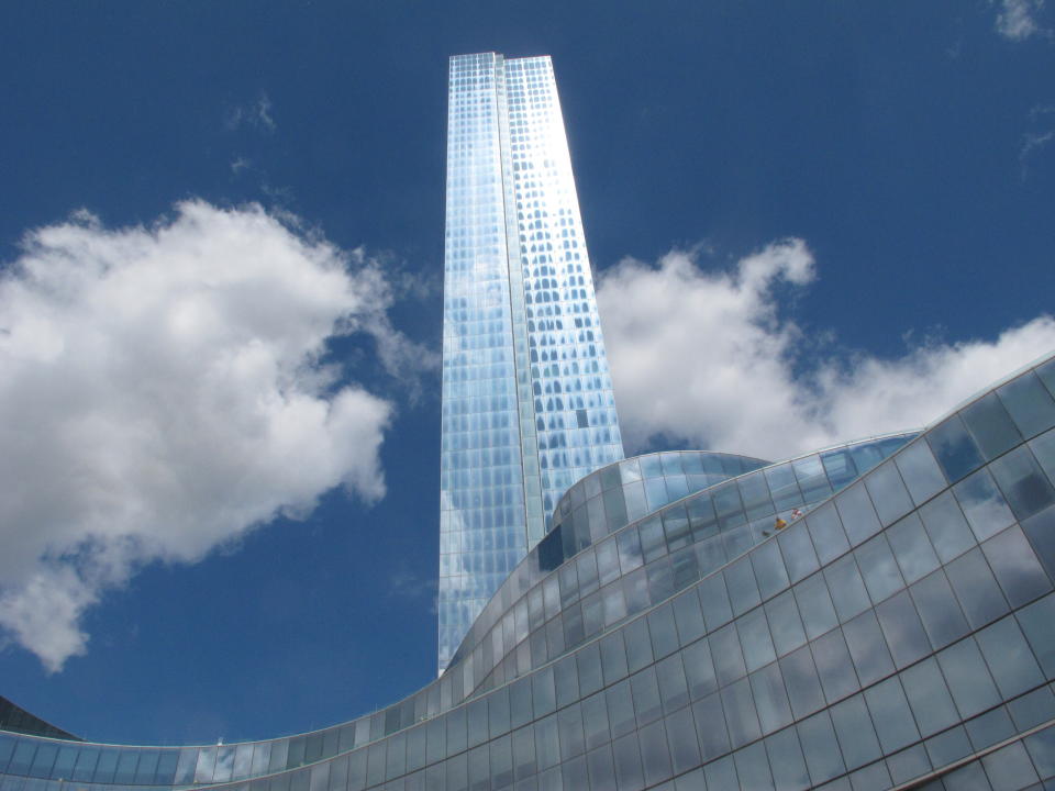 This April 30, 2021 photo shows the exterior of the Ocean Casino Resort in Atlantic City, N.J. On May 7, 2021, MGM Resorts International said the company had dismissed its lawsuit against Ocean following a settlement reached by both parties. Borgata had accused Ocean of poaching some of its top executives and trying to steal vital trade secrets. (AP Photo/Wayne Parry)