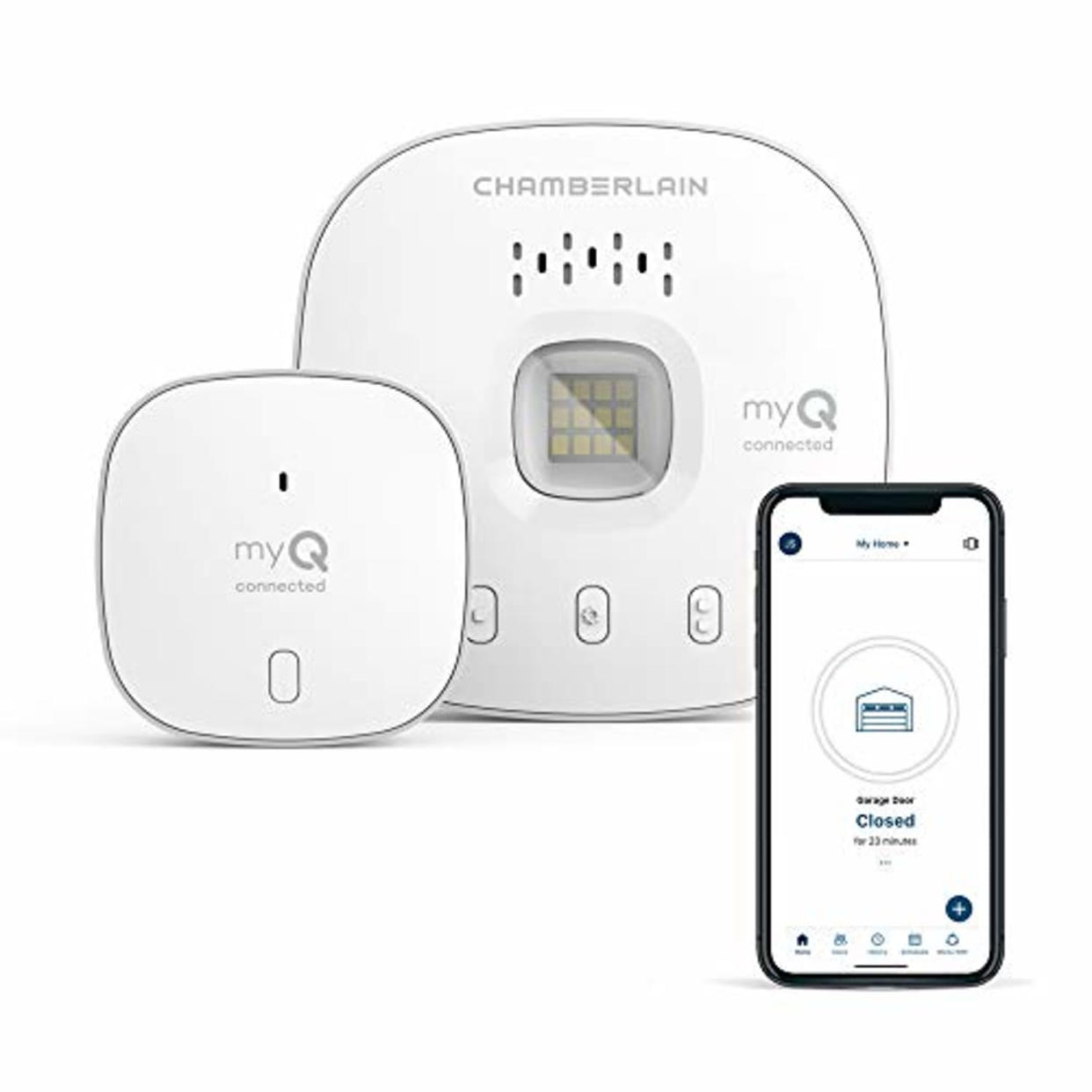 CHAMBERLAIN Smart Garage Control - Wireless Garage Hub and Sensor with Wifi & Bluetooth - Smartphone Controlled, myQ-G0401-ES, White (AMAZON)