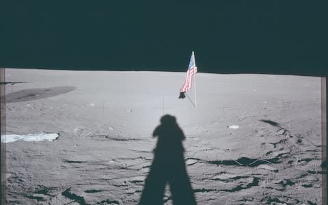 Neil Armstrong’s shadow on the surface of the moon  - Credit: NASA