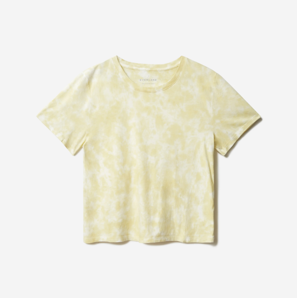 The Tie-Dye Box-Cut Tee in Yellow. Image via Everlane.