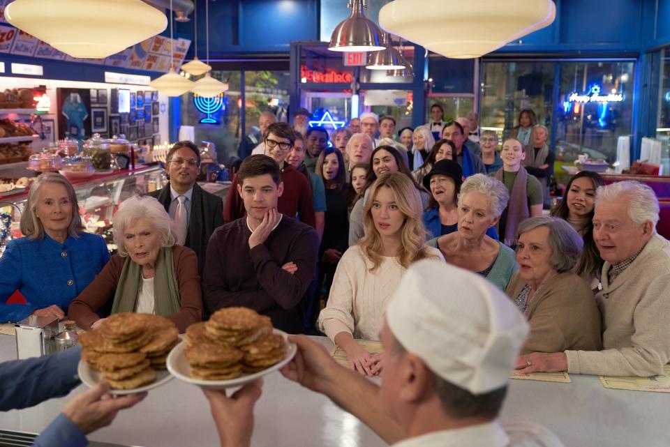 A scene in Gilbert's Deli from Hanukkah on Rye.