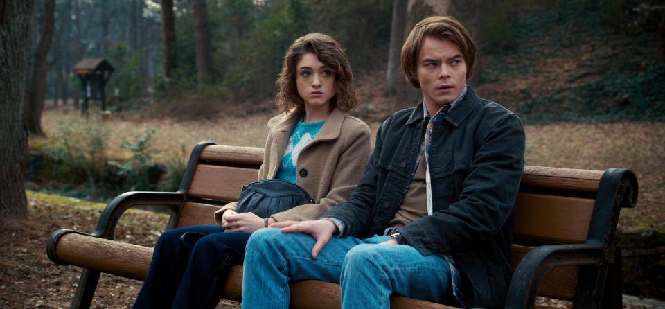 Dyer (left) and Charlie Heaton in Netflix’s ‘Stranger Things'Netflix