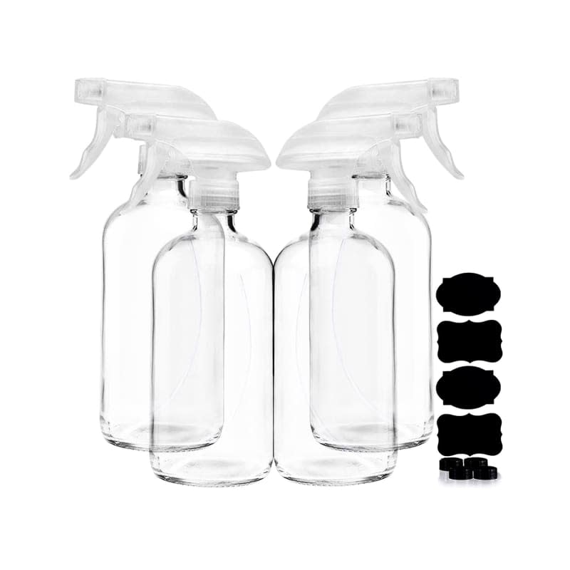 Clear Glass Spray Bottles For Cleaning Solutions (4 Pack)