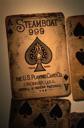 Playing cards recovered from the wreck of the RMS Titanic are displayed at an exhibition in Memphis, Tennessee.