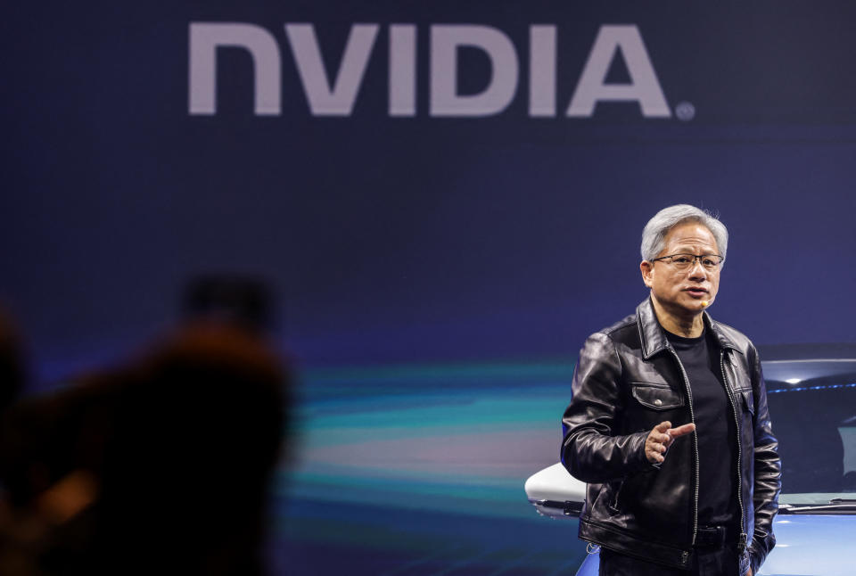 Jensen Huang, co-founder and chief executive officer of Nvidia Corp., speaks during the Hon Hai Tech Day in Taipei on October 18, 2023. (Photo by I-Hwa Cheng / AFP) (Photo by I-HWA CHENG/AFP via Getty Images)